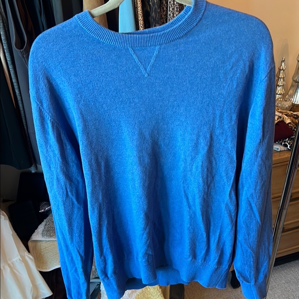 Orvis Crewneck Sweater in Classic Blue with Timeless Design